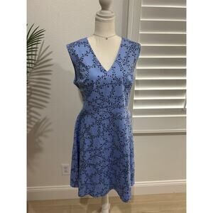 Draper James women size 14 blue cotton blend sleeveless V neck midi dress